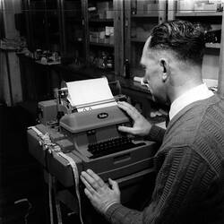 Photograph - CSIRAC Computer, Roy Muncey at Friden Flexowriter, 1960