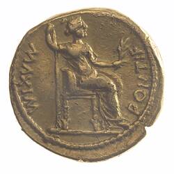 Aureus coin used in Ancient Roman Empire in time of Tiberius 14-37 AD