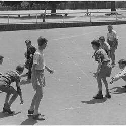 Photograph - Boys Playing 'Bob Down Tiggy' Game, Dorothy Howard Tour, Melbourne, 1954-1955