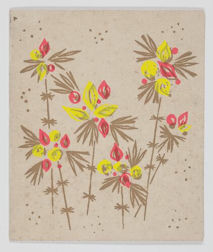 Greeting Card - Flowers, Yellow, Pink and Gold, circa 1949-1955