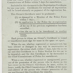 Owner's Certificate - Motor Car, Government of Victoria, Carlton, Victoria