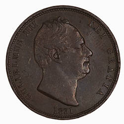 Coin - Halfpenny, William IV, Great Britain, 1831 (Obverse)