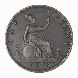 Coin - Penny, Queen Victoria, Great Britain, 1878 (Reverse)