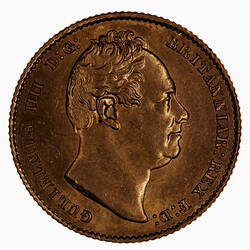 Coin - Sovereign, William IV, Great Britain, 1833 (Obverse)