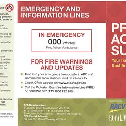 Pamphlet - 'Prepare. Act. Survive.', Country Fire Authority, Victoria, Australia, 2009