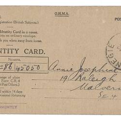 Identity Card - Annie Josephine Kemp, 4 May 1942