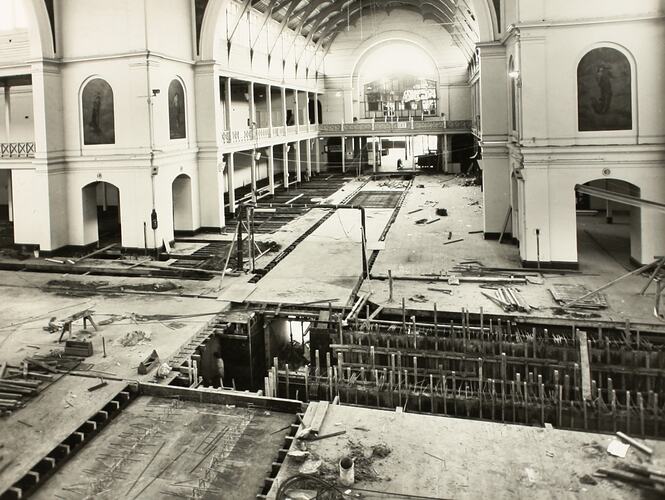 Photograph - Programme '84, Timber Floor Replacement in the Great Hall, Royal Exhibition Buildings, 29 Aug 1984