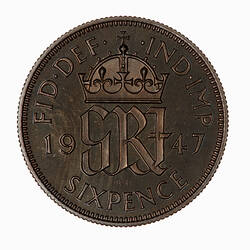 Proof Coin - Sixpence, George VI, Great Britain, 1947 (Reverse)