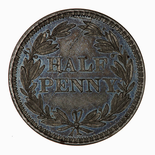 Pattern Coin - Halfpenny, Queen Victoria, Great Britain, circa1859 (Reverse)