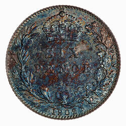 Coin - Sixpence, Edward VII, Great Britain, 1902 (Reverse)