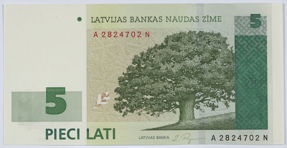 Bank Note -  5 Lati, Latvia, 2001