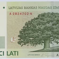 Bank Note -  5 Lati, Latvia, 2001