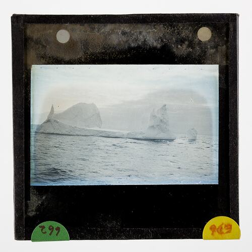 Lantern Slide - Icebergs, BANZARE Voyage 2, Antarctica, 1930-1931