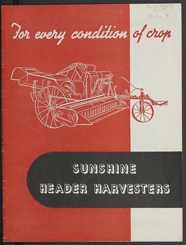 Publicity Brochure - H.V. McKay Massey Harris, 'Sunshine Header Harvesters', 1947