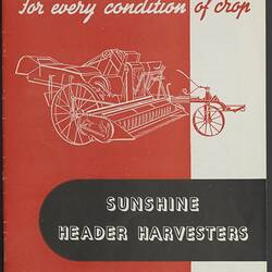 Product Information - H.V. McKay Massey Harris, 'Sunshine Header Harvesters', Sunshine, Victoria, 1947