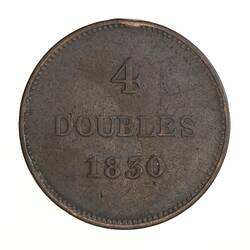 Coin - 4 Doubles, Guernsey, Channel Islands, 1830