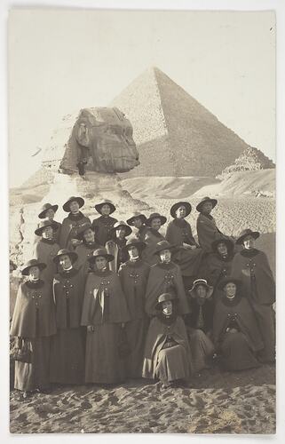 World War I, Group Portrait of Nurses in Front of the Great Sphinx of Giza, Egypt, 1915-1917