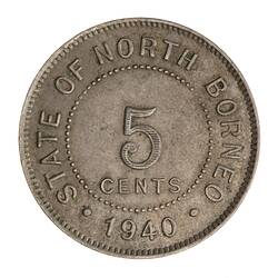 Coin - 5 Cents, North Borneo, 1940
