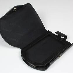Leather cover for a handheld computer.