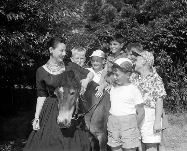 Woman and Children with a Pony, Melbourne, Victoria, 1956