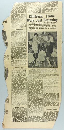News clipping - Report on McCallum House Annual General Meeting, Ballarat, circa 1960