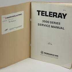 Service Manual - Research Inc., Teleray, 3500 Series CRT Data Terminal, circa 1975