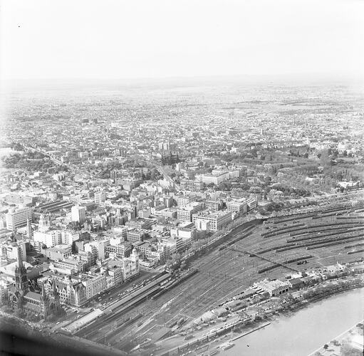 Negative - Aerial View of Melbourne, Oct 1955