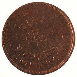 Token Replica - 1 Penny, Cast Copy, William Allen General Stores, Jamberoo, New South Wales, Australia, 1855