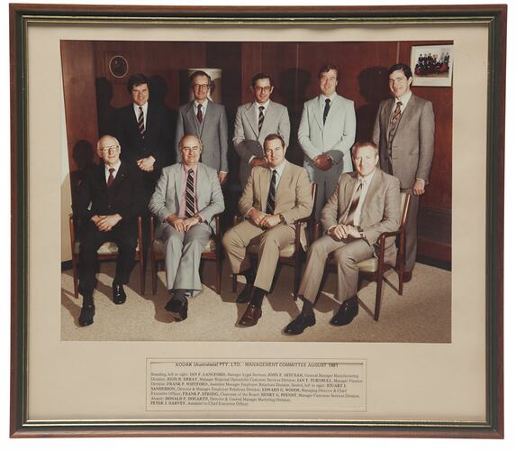 Kodak (Australasia) Pty Ltd, Management Committee, August 1981, framed
