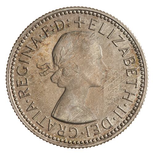 Proof Coin - 1 Shilling, Australia, 1959, photographed by Museums Victoria