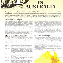 Leaflet - Bureau of Meteorology, 'Drought in Australia', 1991