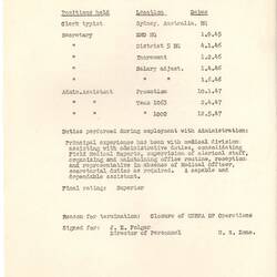 Employee Record - Esma Banner, United Nations Relief and Rehabilitation Administration, Germany, 10 May 1947