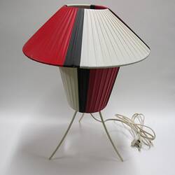 Lamp - Red, White & Black Pleated Shade