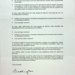 Letter - Citizenship Application, Lucy Hathaway, Commonwealth of Australia, Dept of Immigration & Multicultural Affairs, 20 Aug 1997