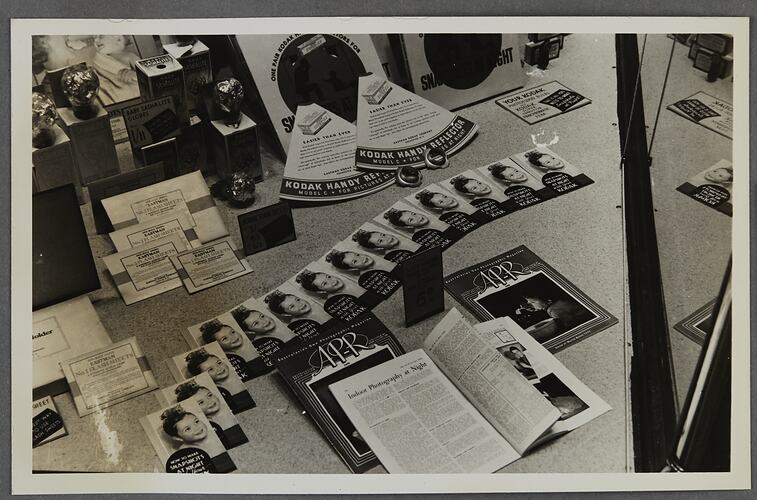Shopfront display for Kodak featuring Indoor Photography information.