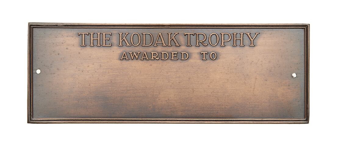 Rectangular bronze unawarded name plaque for The Kodak Trophy.
