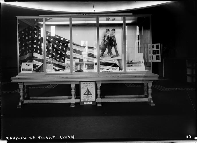 Glass Negative - Palmer Hall Display at Jubilee of Flight Exhibition, Museum of Applied Science of Victoria (Science Museum), Melbourne, 1953
