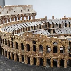 Model of Colosseum made of cork. Detail of external wall.