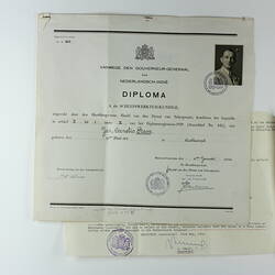 Certificate - Diploma A, Merchant Marine Engineer, Batavia, 3 Jan 1940