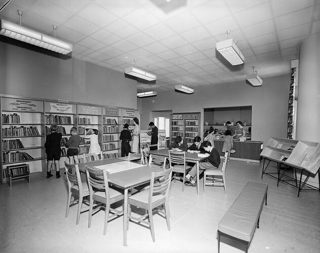 Library Interior, North Melbourne, Victoria, Oct 1958
