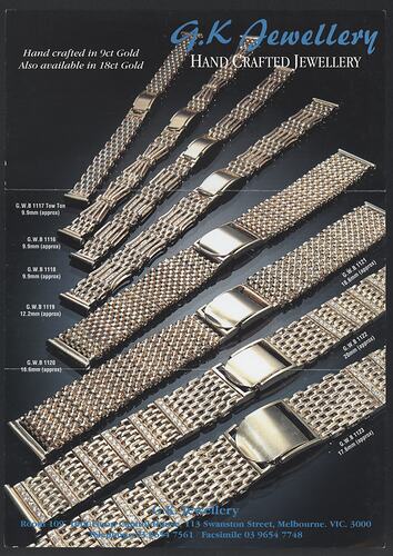 Advertisement -  Custom Watch Bands, G.K. Jewellery, Melbourne, circa 1970-2000