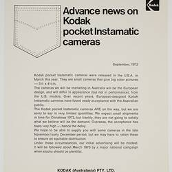 Printed page of Kodak newsletter.