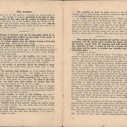 Open booklet with off-white pages and black printed text.