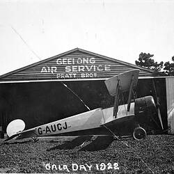 Negative - Avro 504K, Biplane, Geelong, Victoria, 1922