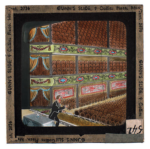 Lantern Slide - Universal Opportunity League, Man in Theatre