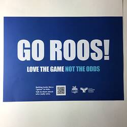 Blue poster with white and pale blue printed text.