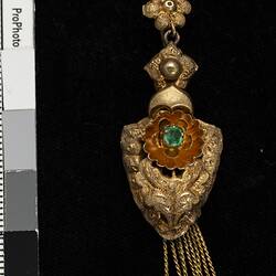 Earring - Right, Lamborn & Wagner, Demi-Parure, Gold with Fringe, Melbourne, Victoria, circa 1875