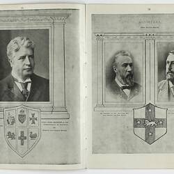 Printed double page of booklet,  in black and white with black and white photographs and illustrations.