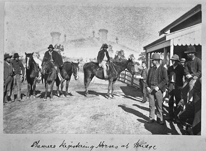 Shearers Registering Horses at Bridge.
