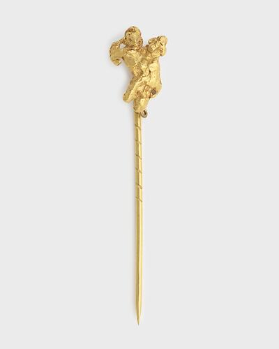 Back of gold stick pin with a small irregular gold nugget at the end.